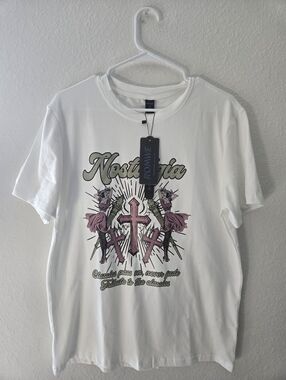 ROMWE White Graphic Cross & Dancer Print Tee